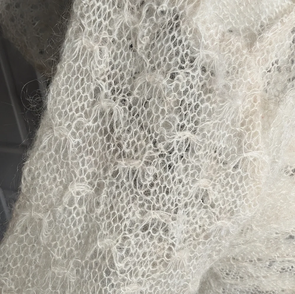 Free People Cream Ruffled Off-the-Shoulder Knit Sweater - Picture 6 of 8